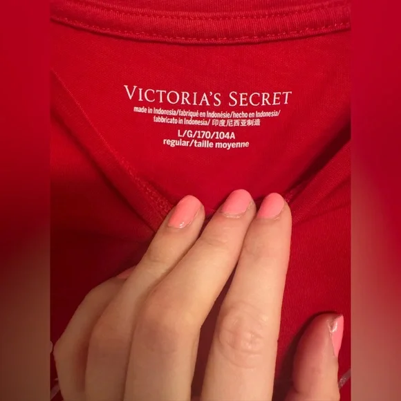 Victoria's Secret Red Short Sleeve Pajama Tee - Picture 3 of 3